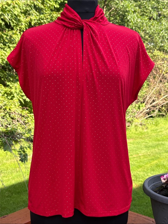 Michael Kors Tops - Michael Kors red with gold embellished top.